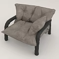 Plush Gray Single Sofa With Black Armrests Padded Seat And Sturdy Black Legs Design