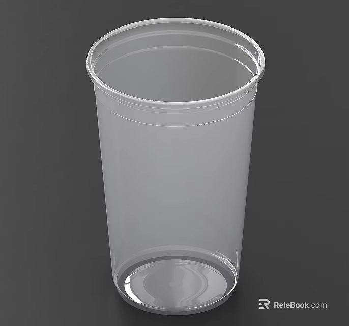 Clear Transparent Empty Plastic Cup With Simple Tall Cylindrical Design For Daily Use 3d model 