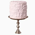 Three Beautiful Cakes With Unique Textured Frostings On Silver Stands