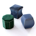 Green And Blue Sofa Stools With Octagonal Square Shapes And Stitched Edges