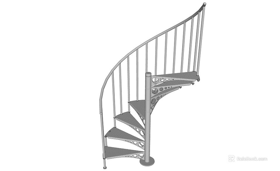 Modern Spiral Staircase Design With Metal Railing And Sleek Structure 3d model 