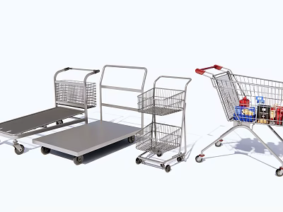 Public Facilities Various Utility Carts Including Shopping Cart Platform And Basket Types 3d model