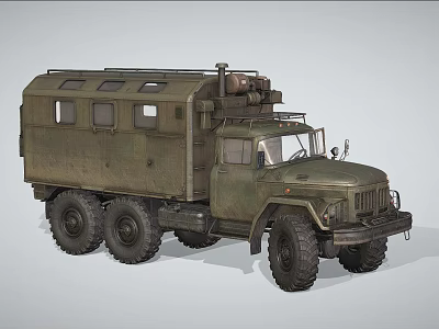 Vintage Military Truck With Six Wheel Drive Green Cargo Body Side Windows And Classic Design 3d model