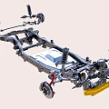 Detailed Car Chassis Structure With Suspension System And Frame Components