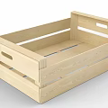 Light Wood Storage Crate With Open Design And Side Handles For Home Use