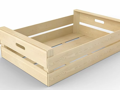 Light Wood Storage Crate With Open Design And Side Handles For Home Use 3d model