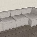 Light Gray Sectional Sofa With Linen Fabric And Modern Minimalist Design 3d model