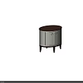 Modern Elegant Nightstand With Round Brown Top White Double Doors And Metal Round Handles