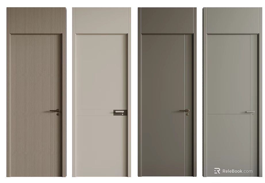 Modern Interior Hinged Doors In Different Neutral Colors With Sleek Design 3d model