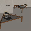 Modern Coffee Table With Wooden Frame Glass Top POLIFORM Book Glasses And Decorative Bowl