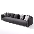 Soft Modern Gray Upholstered Double Sofa with Patterned and Solid Decorative Pillows
