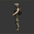 Three Camouflage Tactical 3D Model Figures With Military Gear And Helmet