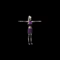Technology Exhibition Hall Showcasing 3D Character In Purple Outfit With Arm Guards