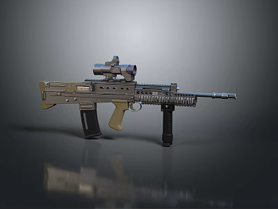 Tactical Tan Military Rifle With Scope Barrel Adjustable Stock And Polymer Grip 3d model