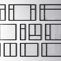 Various Black Window Frames With Different Designs And Sizes On White Background 3d model