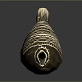 Ceramic Sculpture Featuring Turtle Shaped Body with Intricate Wave Carvings and Three Legs