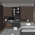 Modern Tatami Bedroom Interior With Tatami Bed Desk And Storage Cabinets