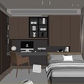 Modern Italian Tatami Bedroom Modern Tatami Tatami Bedroom Desk Bed Carpet 3d model