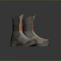 Stylish Modern Gray Boots Featuring Orange Straps And Durable Sole Design 3d model
