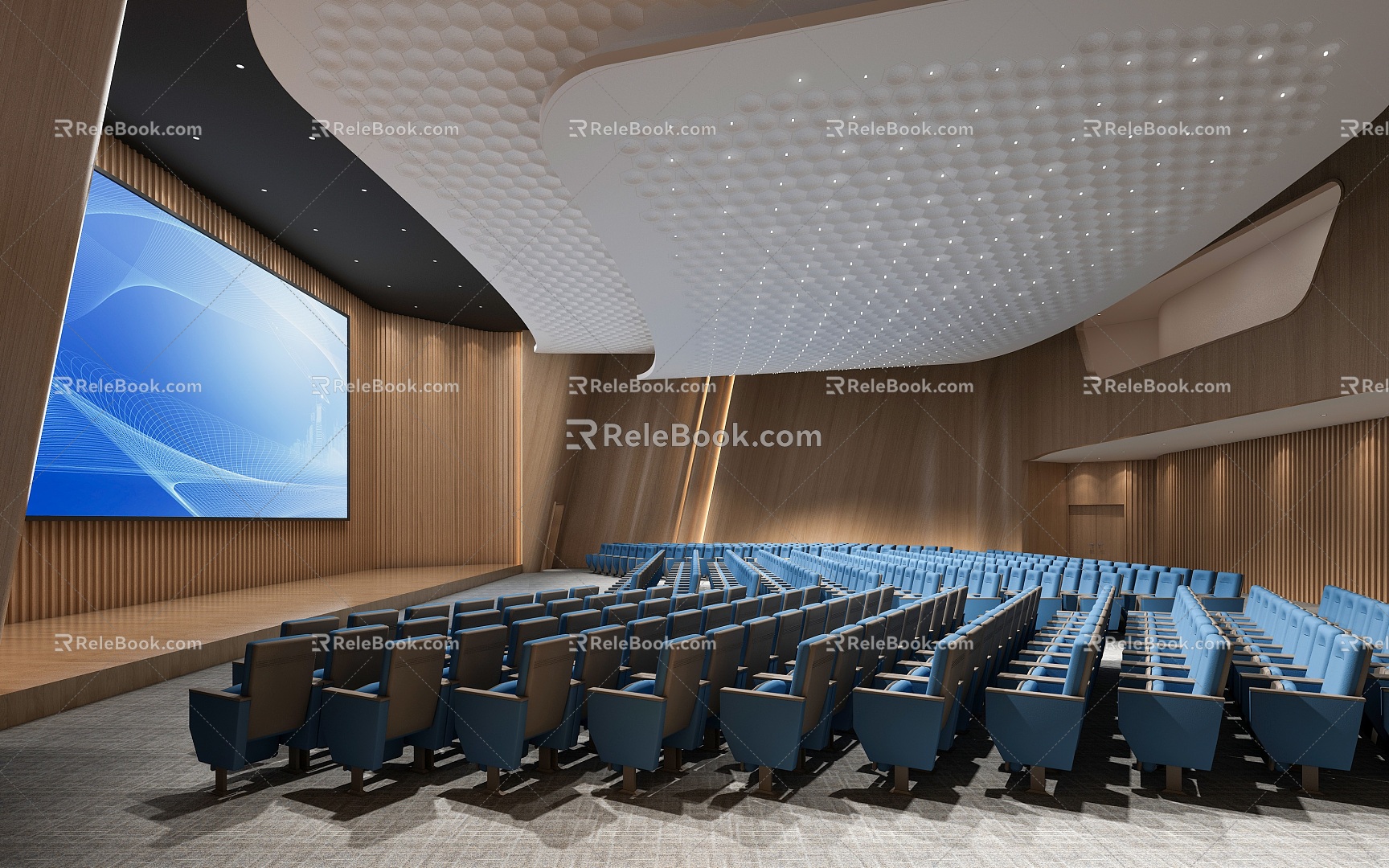 Modern Conference Hall Large Report Hall Concert Hall Report Hall Theater Performance Hall Report Hall Seat Ceiling Solid Wood Curved Surface Special-shaped Report Hall 3d model