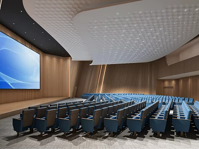 Modern Conference Hall Large Report Hall Concert Hall Report Hall Theater Performance Hall Report Hall Seat Ceiling Solid Wood Curved Surface Special-shaped Report Hall 3d model
