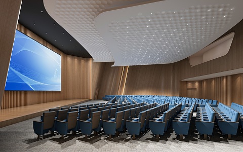 Modern Conference Hall Large Report Hall Concert Hall Report Hall Theater Performance Hall Report Hall Seat Ceiling Solid Wood Curved Surface Special-shaped Report Hall 3d model