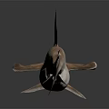 Hammerhead Shark 3D Rendering in Brown Color on Gray Background with Reflection 3d model