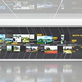 Modern Exhibition Hall Display Wall Featuring Multiple Scenery Pictures And Text Descriptions 3d model