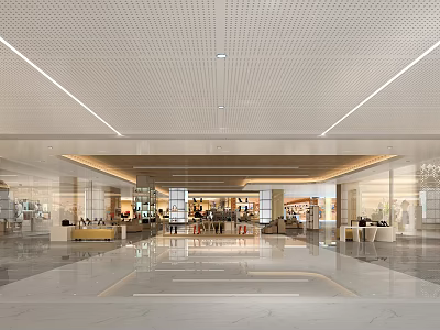 Spacious Modern Clothing Store Interior With Bright Lighting And Neat Display Racks Marble Flooring 3d model