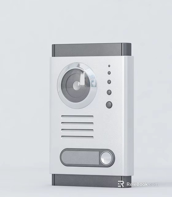 Modern Metallic Doorbell With Round Button LED Indicator Speaker Grill And Exterior Design 3d model 