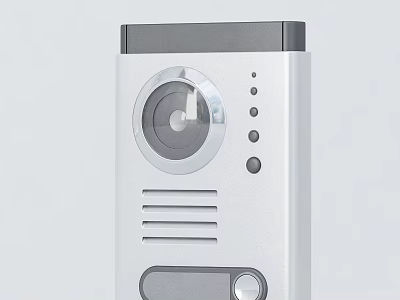 Modern Metallic Doorbell With Round Button LED Indicator Speaker Grill And Exterior Design 3d model