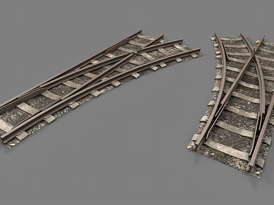 Model Railroad Track Switch And Curved Rail Sections For Train Layouts 3d model