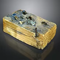 Natural Wood Decorative Box With Colorful Stone Accents And Rustic Texture