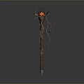 Enchanted Magic Staff With Purple Orb Wooden Shaft Vines And Green Accents