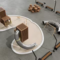 Playground Design Featuring Wooden Structures Sandpit Metal Pipe Slides And Benches