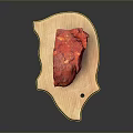 Fresh Raw Red Chicken Piece Placed On Wooden Cutting Board Under Studio Lighting