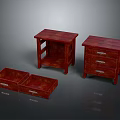 Red Wooden Bedside Tables With Drawers Shelves And Functional Storage Design