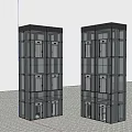Twin Modern Glass Elevator Towers With Sunset Light And Transparent Facade 3d model