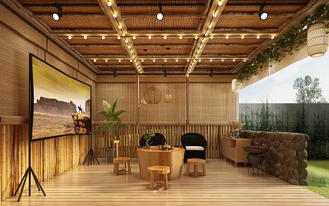 Modern Leisure Area Bamboo House 3d model