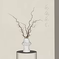 Decorative Textured White Vase With Curved Branches And Light Wall Background