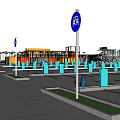 Well Organized Parking Lot With Multiple Spaces Parked Cars And Lighting Poles