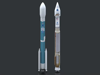 Two Space Rockets With Different Designs And NASA Logos On Black Background 3d model