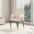 Beige Tan Leather Leisure Chair With Diamond Tufted Armrest Black Gold Legs In Modern Interior By Window