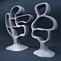 Unique White Display Shelves With Hollow Curved Design And Stable Base