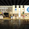 HAERS Exhibition Booth Modern Design With Open Interior Product Displays Counter And People Inside