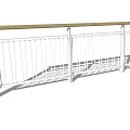 Modern White Metal Railing With Wooden Handrail For Balcony Structure Design