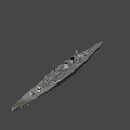 Gray Military Battleship Warship With Turrets Funnels Mast And Bridge Sailing On Sea