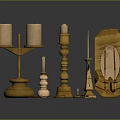 Ornate Classic Golden Candelabras Wooden Decor And Candles For Home Decoration