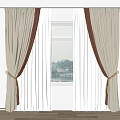 Beige And Brown Curtains With Sheer White Panels Tassel Tiebacks White Wall Wooden Floor
