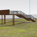 Modern Building In Forest With Wooden Structure Glass Railing Staircase Surrounded By Trees And Rocks